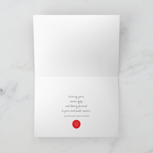 Moderne feestelijke kerstkerst feestdagen kaart (Binnen)