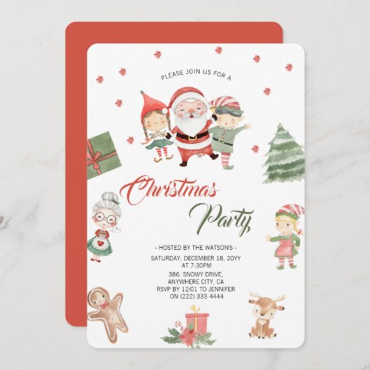 Moderne feestelijke Kerstman Kerstfeest Kaart (Voorkant / Achterkant)