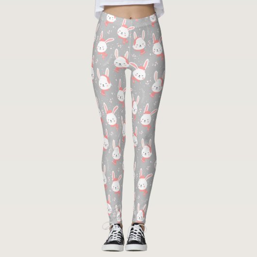 Moderne feestelijke kerstvakantie konijntje konijn leggings (Voorkant)