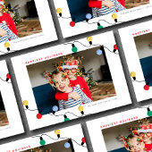 Moderne feestelijke kleurrijke kerstverlichting éé feestdagenkaart