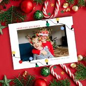 Moderne feestelijke kleurrijke kerstverlichting éé feestdagenkaart