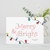Moderne feestelijke kleurrijke kerstverlichting éé feestdagenkaart (Staand voorkant)