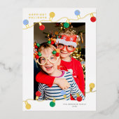 Moderne feestelijke kleurrijke kerstverlichting éé folie feestdagenkaart (Voorkant)