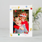 Moderne feestelijke kleurrijke kerstverlichting éé folie feestdagenkaart (Staand Voorkant)