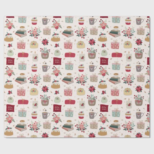 Moderne feestelijke lezingen kerst cadeaupapier (Vlak)