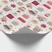 Moderne feestelijke lezingen kerst cadeaupapier (Hoek)