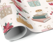 Moderne feestelijke lezingen kerst cadeaupapier (Rol Hoek)