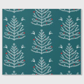 Moderne feestelijke noordse kerstboom Deer Blue Cadeaupapier (Vlak)