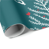 Moderne feestelijke noordse kerstboom Deer Blue Cadeaupapier (Rol Hoek)
