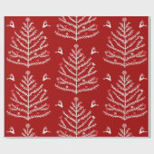 Moderne feestelijke noordse kerstboom Deer Red Cadeaupapier (Vlak)