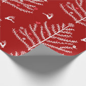 Moderne feestelijke noordse kerstboom Deer Red Cadeaupapier (Hoek)