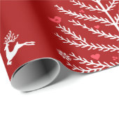 Moderne feestelijke noordse kerstboom Deer Red Cadeaupapier (Rol Hoek)