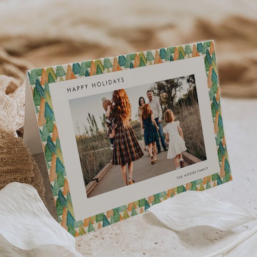 Moderne feestelijke patroon familie foto blij feestdagen kaart