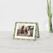 Moderne feestelijke patroon familie foto blij feestdagen kaart (Voorkant)