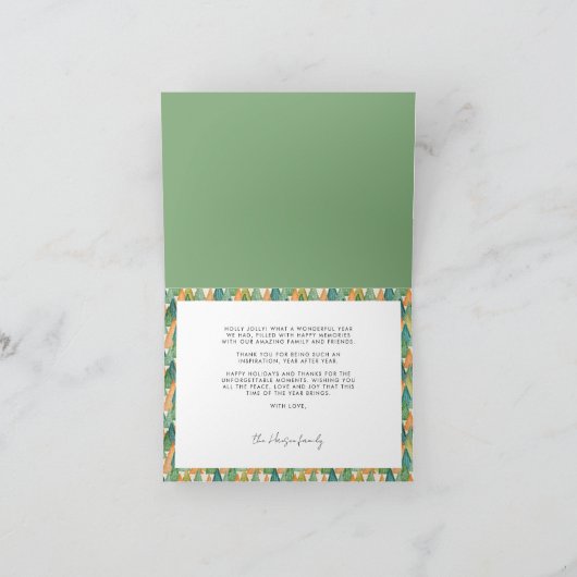 Moderne feestelijke patroon familie foto blij feestdagen kaart (Binnen)