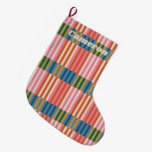 Moderne feestelijke plaid gestreept grote kerstsok (Voorkant (Hangend))
