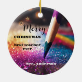 Moderne feestelijke potlood leraar dank u Kerstmis Keramisch Ornament (Achterkant)