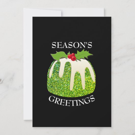 Moderne feestelijke pudding groen | GLITTER | Chri Feestdagenkaart (Voorkant)