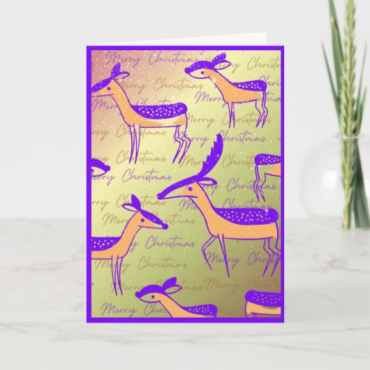Moderne Feestelijke Rendier Kerstmis Feestdagen Kaart (Voorkant)