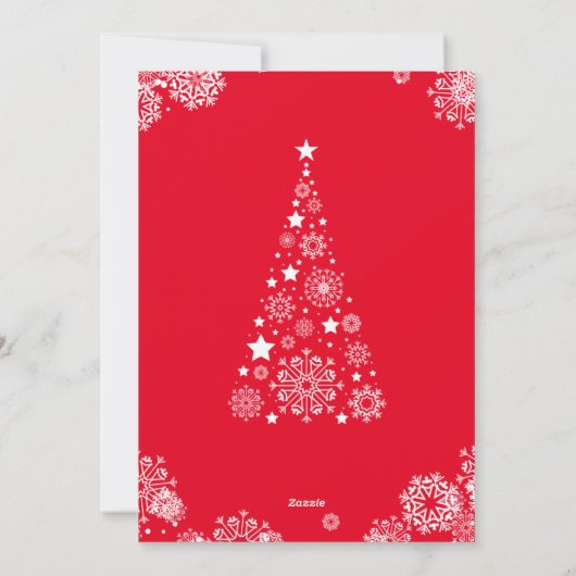 Moderne feestelijke rode kerst stijlvolle familief feestdagenkaart (Achterkant)