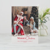 Moderne feestelijke rode kerst stijlvolle familief feestdagenkaart (Staand voorkant)