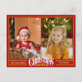 Moderne feestelijke rode kerst vreugde minimalisti feestdagenkaart (Voorkant)