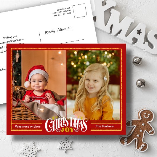 Moderne feestelijke rode kerst vreugde minimalisti feestdagenkaart