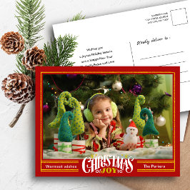 Moderne feestelijke rode kerst vreugde minimalisti feestdagenkaart