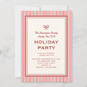 Moderne feestelijke rode strik en strepen Familiev Kaart (Voorkant)