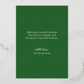 Moderne feestelijke rood groene foto kerst folie feestdagenkaart (Achterkant)