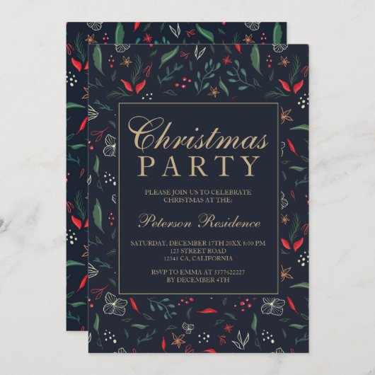 Moderne feestelijke roodgroene kerstfeestdag kaart (Voorkant / Achterkant)