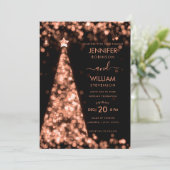 Moderne feestelijke Roos Gold Tree Christmas Weddi Kaart (Staand voorkant)
