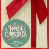 Moderne feestelijke schattige groene & witte Vroli Ronde Sticker