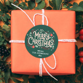 Moderne feestelijke schattige groene & witte Vroli Ronde Sticker