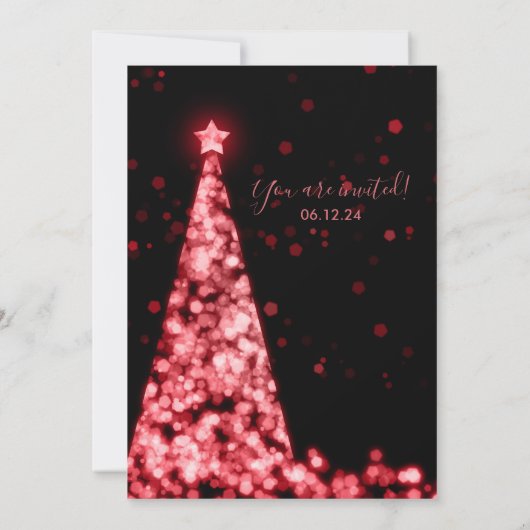 Moderne feestelijke script rode boom kerst bruilof kaart (Achterkant)