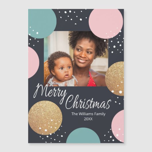 Moderne feestelijke Stippen Snowy Foto Kerstmis (Voorkant)