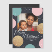 Moderne feestelijke Stippen Snowy Foto Kerstmis (Voorkant / Achterkant)