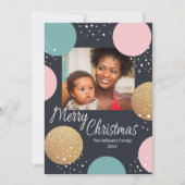 Moderne feestelijke Stippen Snowy Foto Kerstmis Feestdagenkaart (Voorkant)