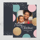 Moderne feestelijke Stippen Snowy Foto Kerstmis Feestdagenkaart (Voorkant / Achterkant)