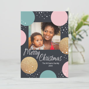 Moderne feestelijke Stippen Snowy Foto Kerstmis Feestdagenkaart