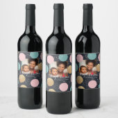 Moderne feestelijke Stippen Snowy Foto Kerstmis Wijn Etiket (Flessen)