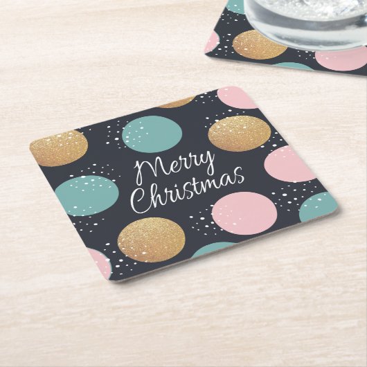 Moderne feestelijke Stippen Snowy Kerstmis Kartonnen Onderzetters (Schuin)