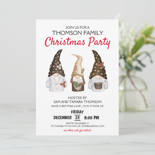 Moderne feestelijke uitnodiging voor kerstfeesteli (Staand voorkant)