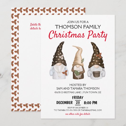 Moderne feestelijke uitnodiging voor kerstfeesteli (Voorkant / Achterkant)