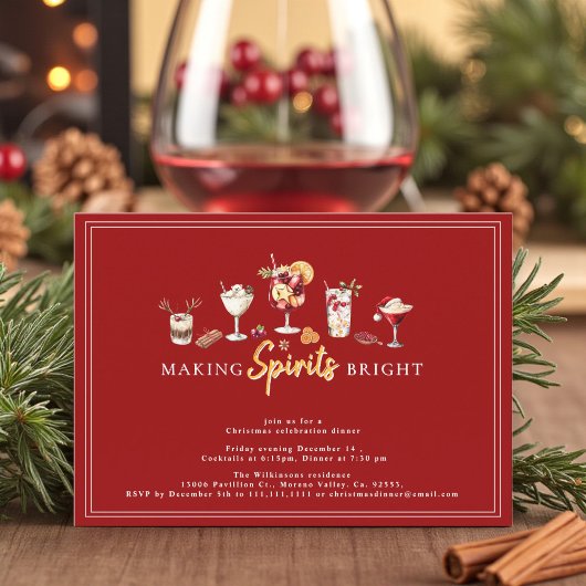 moderne feestelijke vakantie cocktail dinerfeestje feestdagenkaart