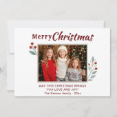 Moderne feestelijke vrolijke kerstfoto feestdagenkaart (Voorkant)