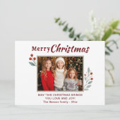 Moderne feestelijke vrolijke kerstfoto feestdagenkaart (Staand voorkant)