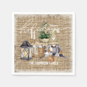 Moderne feestelijke waterverf boerderij Kerst Servet (Voorkant)