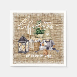 Moderne feestelijke waterverf boerderij Kerst Servet