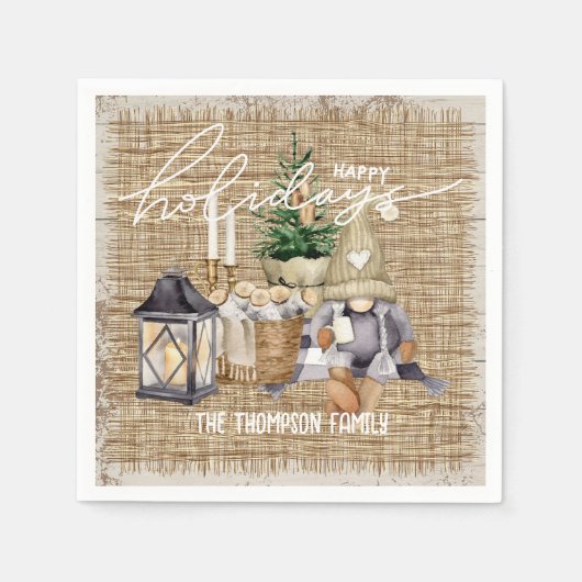 Moderne feestelijke waterverf boerderij Kerst Servet (Voorkant)